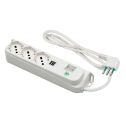 FANTON Multipresa OMEGA 3 prese bipasso schuko + 2 prese USB-A 5V 2,1A cavo 1,5 m. spina italiana 10A+ interruttore automatico luminoso di sovraccarico 474504ECO