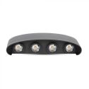 V-TAC VT-848 LED COBx8pcs Up/Down Wandleuchte schwarze Aluminium Wandleuchte 4000K IP54 - SKU 8620