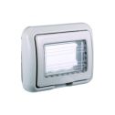 ETTROIT Placca con coperchio 3P IP55 custodia idrobox compatibile Bticino Living colore GRIGIO - LG2703